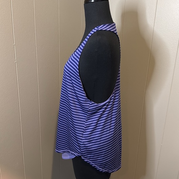Calia Womens Medium Tank Top Shirt Purple Stripe Sleeveless Scoop Neck Racerback - Picture 3 of 6